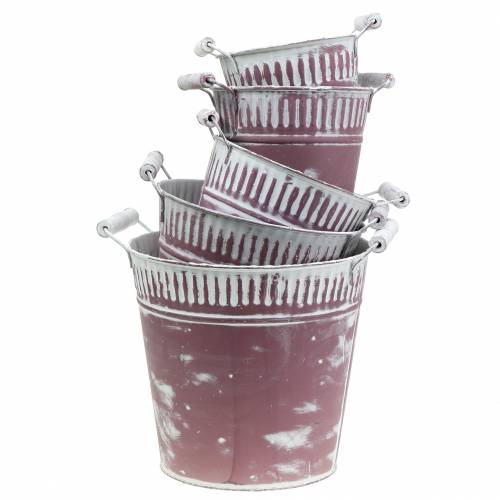 Product Metal bucket purple white washed Ø13-22cm