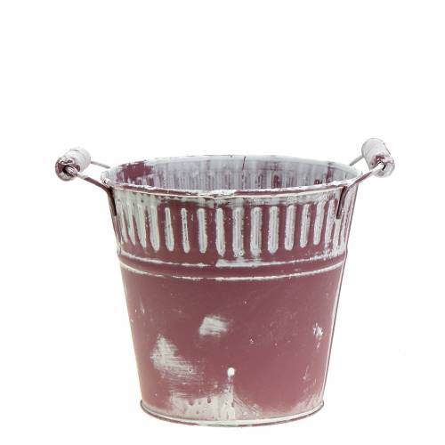 Metal bucket purple white washed Ø13cm H12cm 1 pc | Floristik24.co.uk