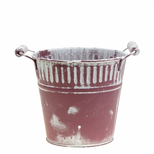 Floristik24 Metal bucket purple washed white Ø15cm H14,5cm 1pc