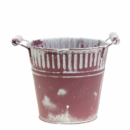 Floristik24 Metal bucket purple washed white Ø16cm H15cm 1pc