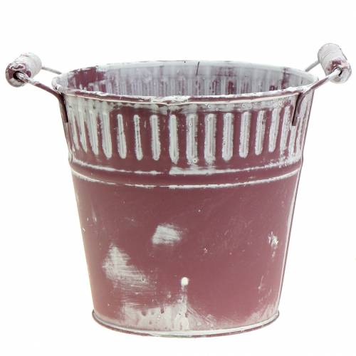 Floristik24 Metal bucket purple washed white Ø22cm H21cm 1pc