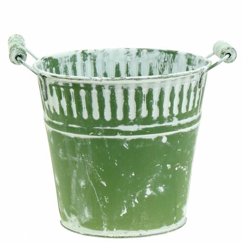 Floristik24 Metal bucket green white washed Ø22cm H21cm 1pc