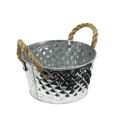 Floristik24 Sheet metal bowl with rope handles Ø18cm H10cm