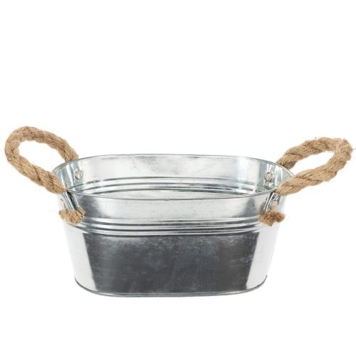 Metal bowl with rope handles, silver, 22cm high, 10cm high buy online | Floristik24.co.uk
