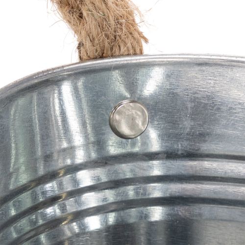 Metal bowl with rope handles, silver, 22cm high, 10cm high | Floristik24.co.uk