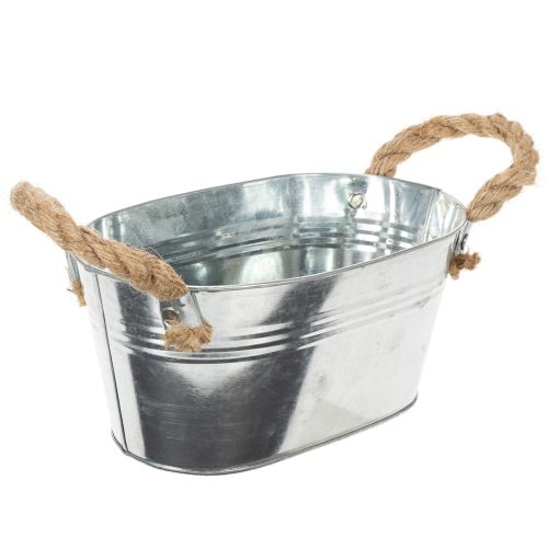 Metal bowl with rope handles, silver, 22cm high, 10cm high | Floristik24.co.uk