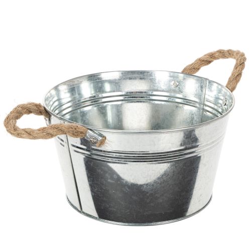 Glossy metal bowl with rope handles, Ø22cm | Floristik24.co.uk
