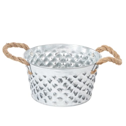 Sheet metal bowl with rope handles Ø18cm H10cm buy online | Floristik24.co.uk