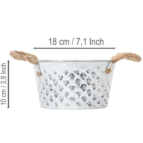 Sheet metal bowl with rope handles Ø18cm H10cm | Floristik24.co.uk