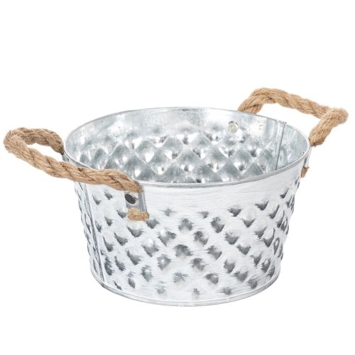 Sheet metal bowl with rope handles Ø18cm H10cm | Floristik24.co.uk
