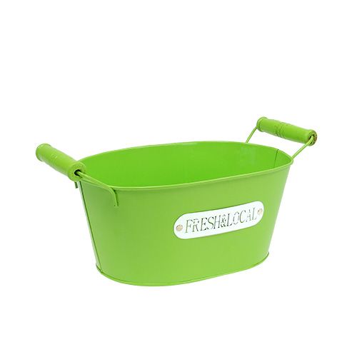 Floristik24 Tin bowl oval green 22cm x 15cm H10cm