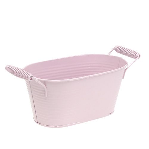 Floristik24 Sheet metal bowl oval pastel pink 19.5cm x 11cm x 9cm