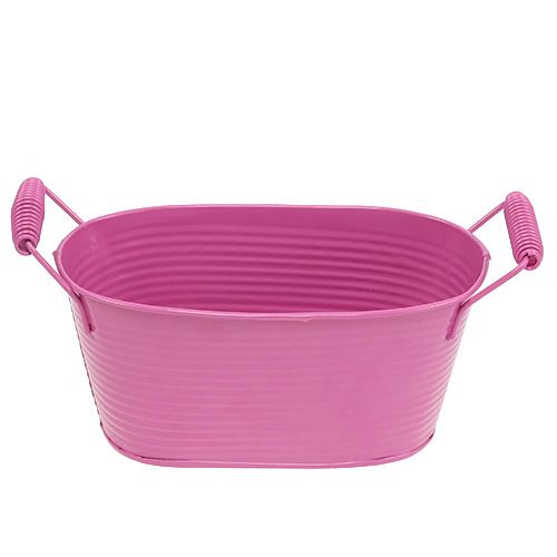 Floristik24 Tin bowl oval pink 19.5cm x 11cm x 9cm