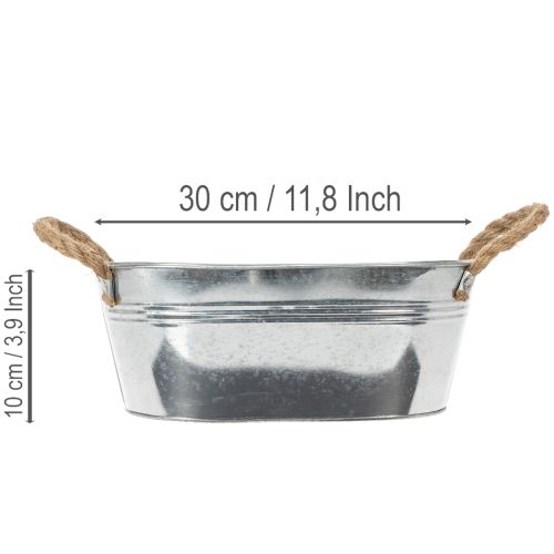 Oval tin bowl silver 30cm x 17cm x 10cm | Floristik24.co.uk