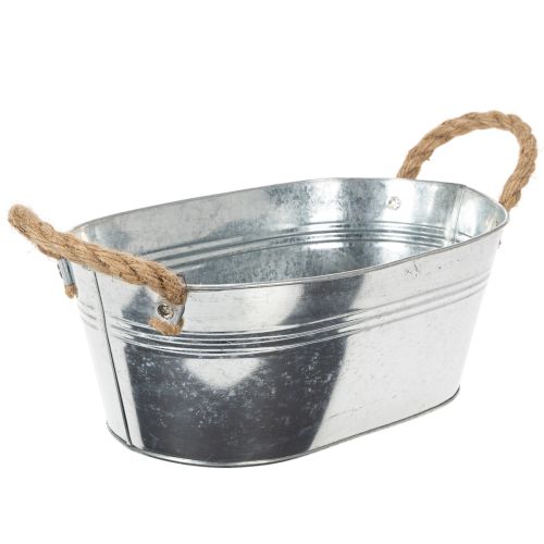 Oval tin bowl silver 30cm x 17cm x 10cm | Floristik24.co.uk