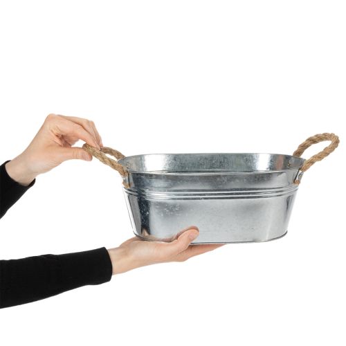 Oval tin bowl silver 30cm x 17cm x 10cm | Floristik24.co.uk