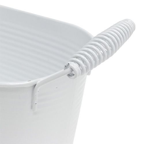 Product Sheet metal bowl with handle white oval 20x11cm H9cm 1p