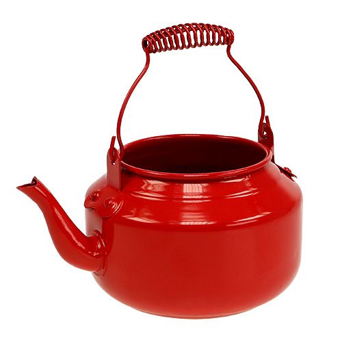 Floristik24 Sheet metal teapot red Ø12cm H9cm