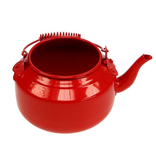 Floristik24 Sheet metal teapot red Ø12cm H9cm
