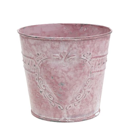 Floristik24 Sheet pot pink washed decorated Ø14cm H12,5cm