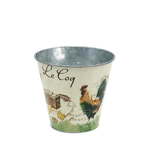 Floristik24 Tin pot with Easter motif Ø13cm H12cm