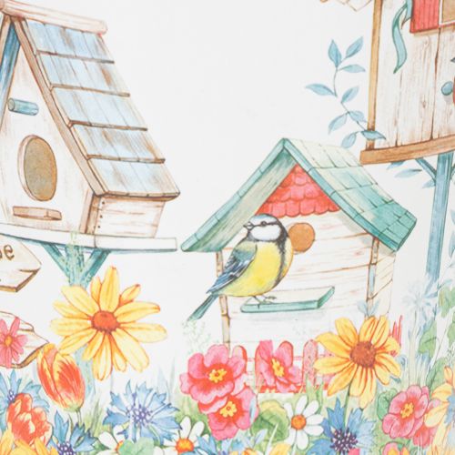 Product Tin pot with birdhouses, summer decoration, planter H14.5cm Ø13.5cm