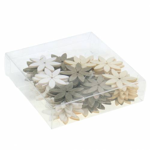 Floristik24 Wooden flowers for scattering white, brown Ø4cm 72 pcs