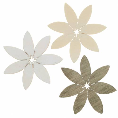 Floristik24 Wooden flowers for scattering white, brown Ø4cm 72 pcs