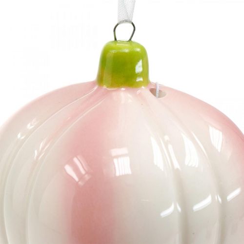 Product Blossom bell to hang pink, cream blossom ceramic H8.5cm 3pcs