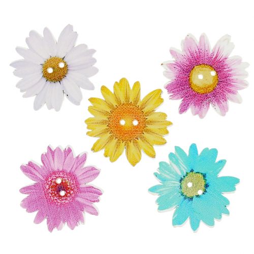 Floristik24 Flowers as buttons made of wood Ø3.5cm assorted 90pcs