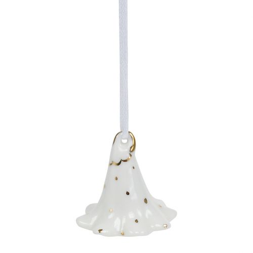 Floristik24 Flower bell for hanging White, Gold 4,5cm - 5cm 3pcs