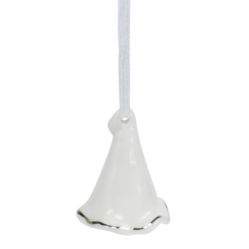 Product Flower bells for hanging white, silver 3pcs