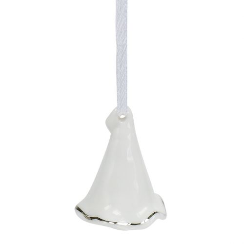 Floristik24 Flower bells for hanging white, silver 3pcs