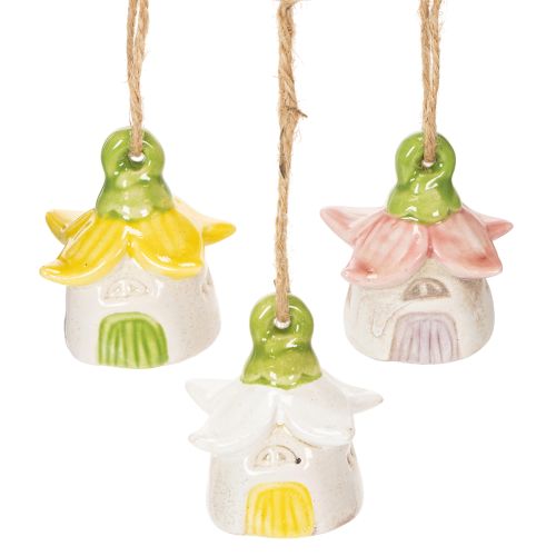 Hanging decoration flower ceramic fairy house as decoration for hanging 6cm 6pcs