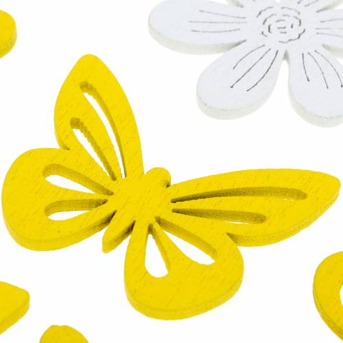 Product Flowers and butterflies to sprinkle yellow, white wood sprinkle decoration spring decoration 72pcs