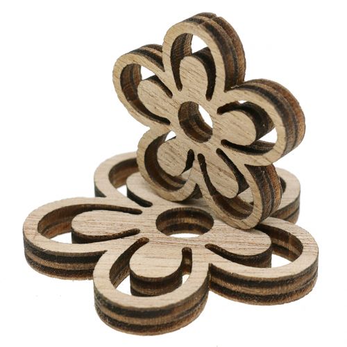 Product Wooden flower white/nature 3cm - 4.5cm 48p