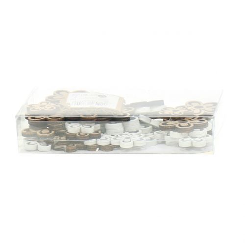 Floristik24 Wooden flower white/natural 3cm - 4.5cm 48 pcs