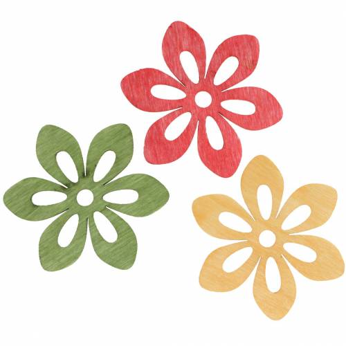 Floristik24 Scatter Decoration Flower Wood orange / yellow / green 4cm 72 pieces