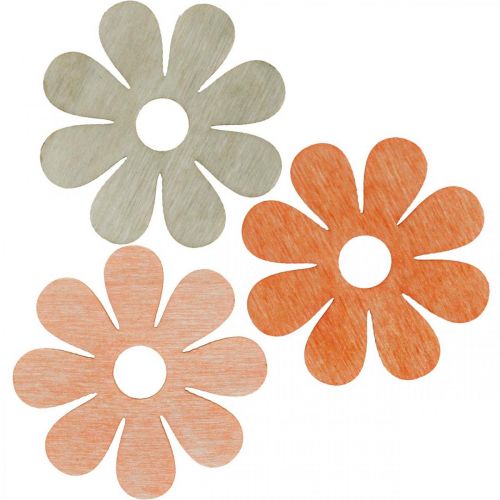 Product Flowers for scattering orange, apricot, brown scattered decoration wood 72pcs