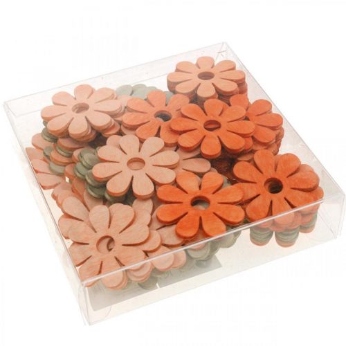 Product Flowers for scattering orange, apricot, brown scatter decoration wood 72 pcs