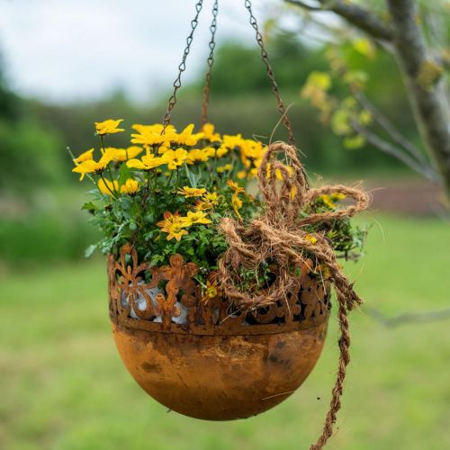 Product Hanging basket metal decoration rust hanging decoration Ø20cm H16cm