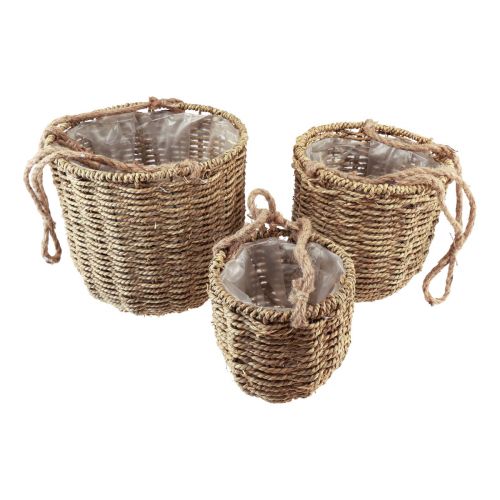Hanging flower pot seagrass basket Ø15/20/25cm set of 3