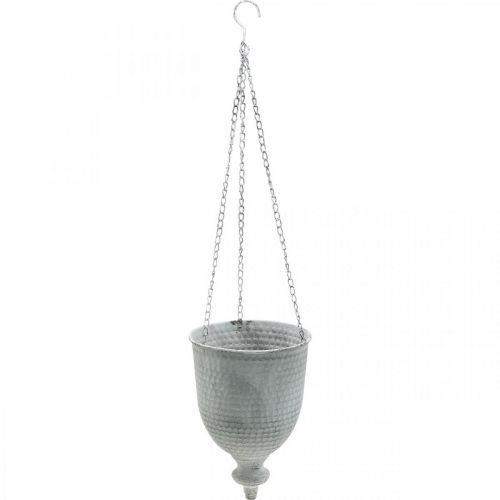 Product Hanging basket Shabby Chic White Ø21cm with hook and chain