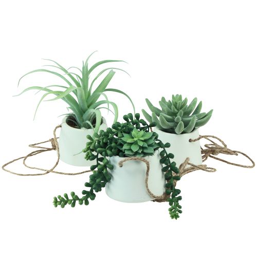 Floristik24 Hanging baskets succulents artificial green assorted 18cm 3pcs