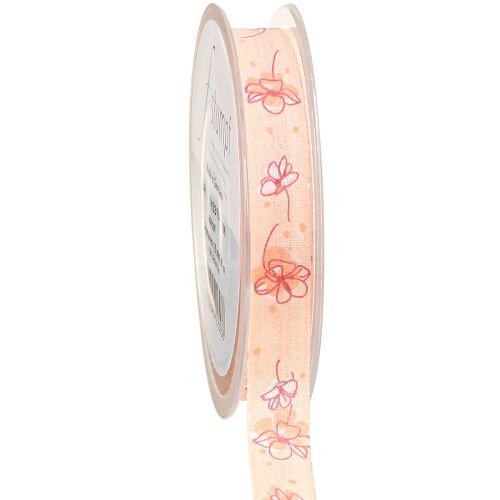 Floristik24 Flower Ribbon Spring Gift Ribbon Apricot Pastel 15mm 20m