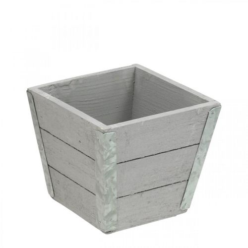 Flower box wooden planter shabby chic gray 12.5×14.5×14.5cm