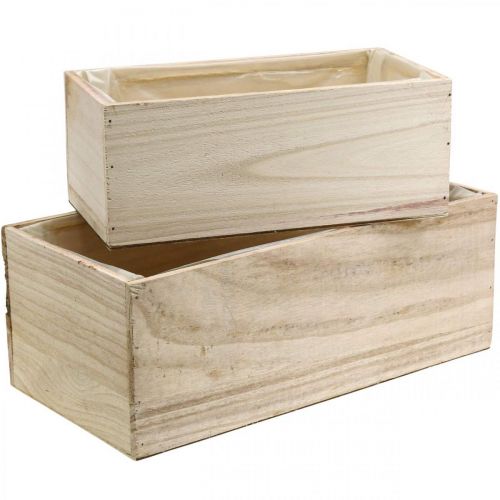 Floristik24 Flower box wooden planter natural L30/40cm set of 2