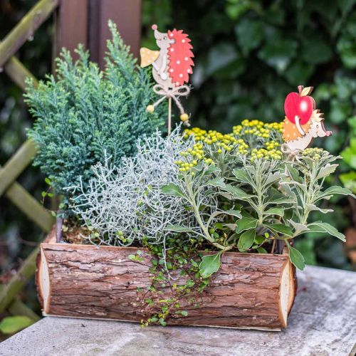 Product Flower box, wooden box with bark, plant pot with handles 38cm