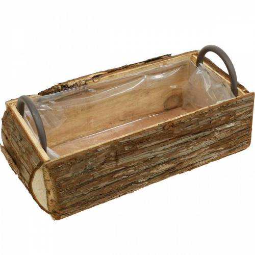 Floristik24 Flower box, wooden box with bark, plant pot with handles 38cm