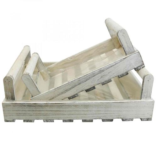 Floristik24 Flower Box Shabby Chic Planter Wood White 38/31cm Set of 2